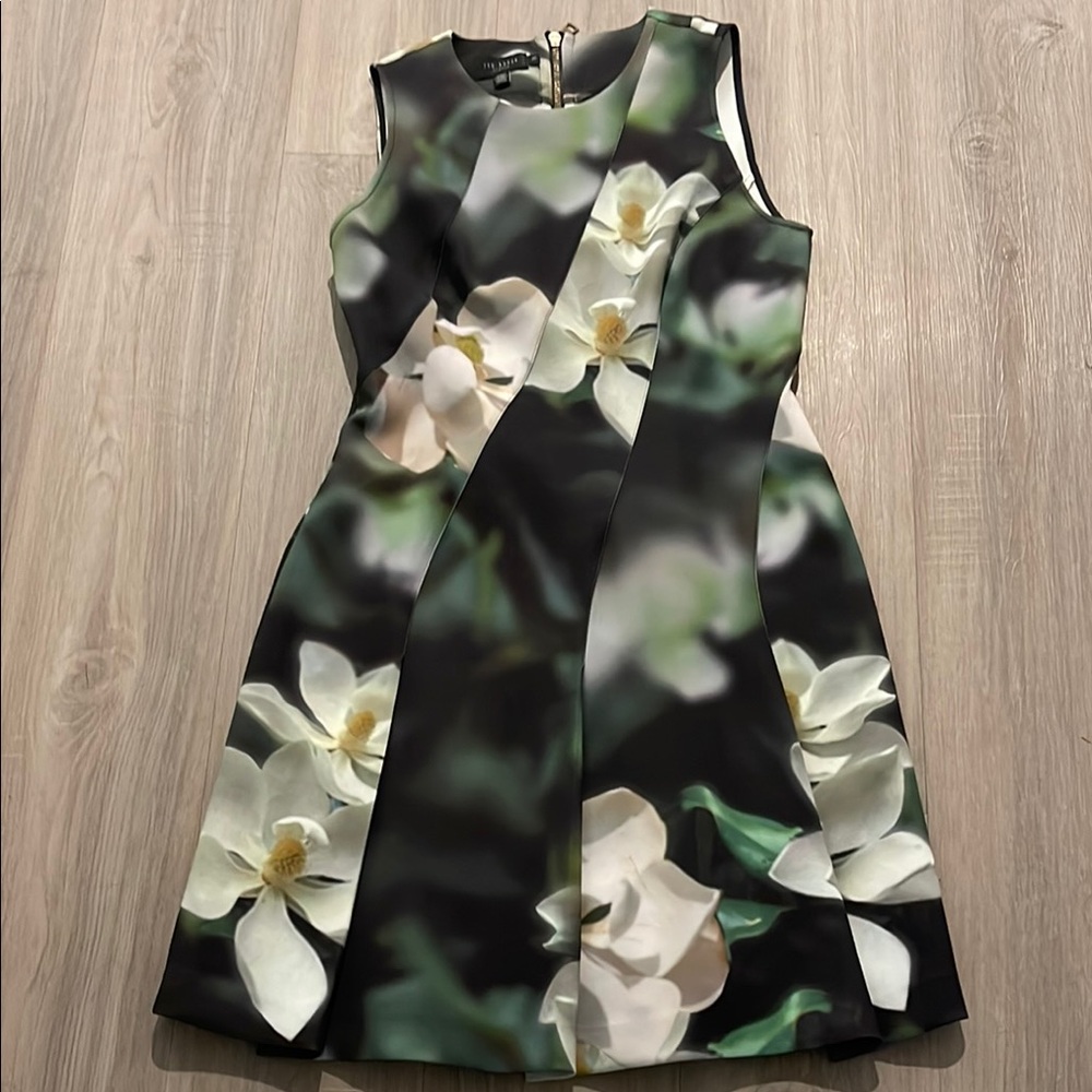 Cream A-line Dress with Floral Print for Cocktail TED BAKER 3